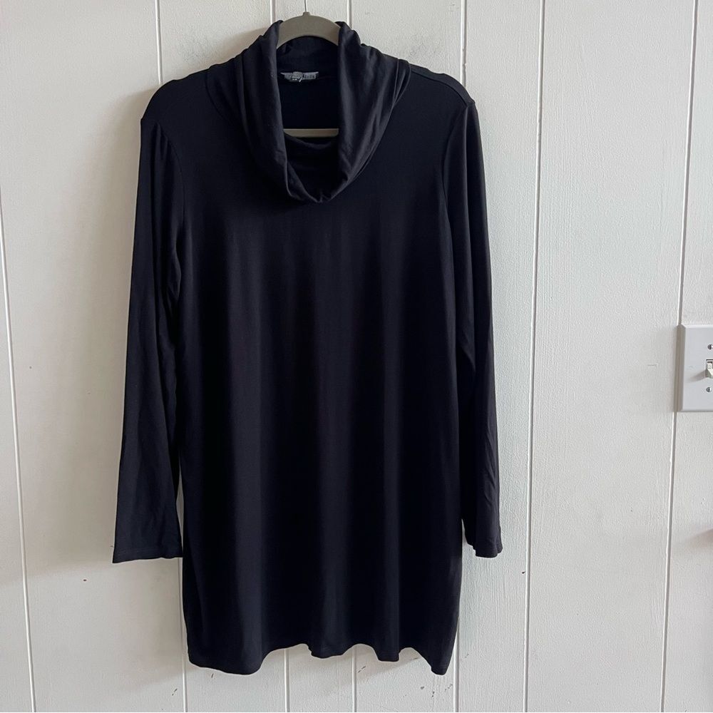 EILEEN FISHER Viscose Stretch Jersey Tunic Top Cowl Neck